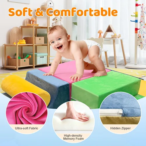 Miniatura 2 de EOSAU Juguetes de escalada para niños pequeños en interiores, juego de 6 bloques de escalada de espuma para bebés, juguetes de escalada suaves