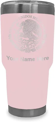 Miniatura 24 de LaserGram Vaso aislado al vacío de 20 onzas, bandera de México, grabado personalizado incluido (gris)