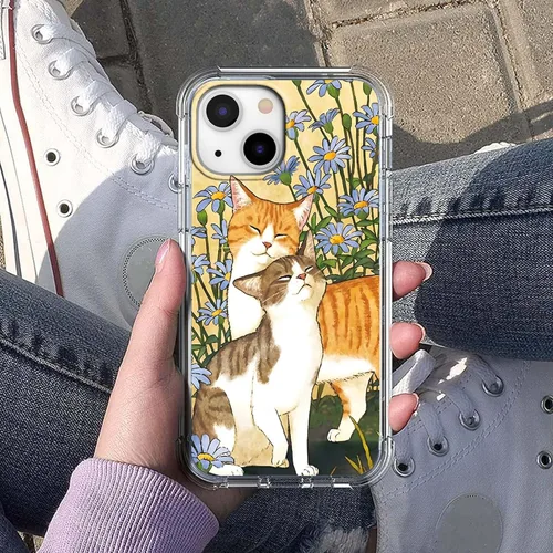 Miniatura 5 de Funda con diseño de flores de gato para iPhone 13 Mini, diseño estético de animales lindos, funda completa de TPU suave para iPhone 13 Mini Flor