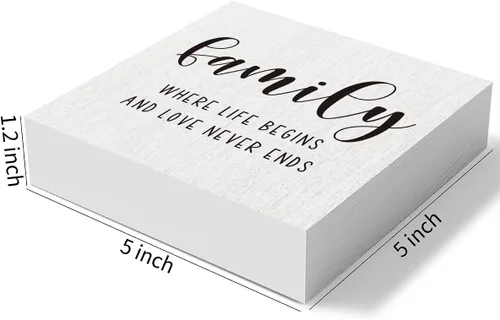 Miniatura 2 de mmiishe Letrero decorativo de madera con texto en inglés «Family Where Life Begins and Love Never Ends»