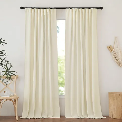 Miniatura 19 de NICETOWN Cortinas transparentes de lino de 84 pulgadas de largo, cortinas transparentes con pinza y bolsillo para barra con pestaña trasera