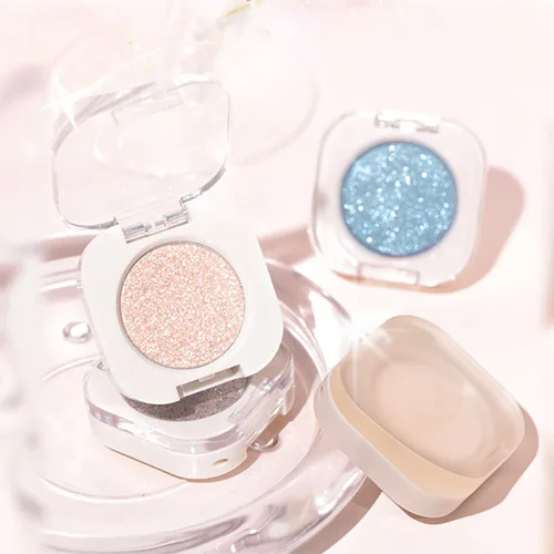 Miniatura 6 de Sombra de ojos color crema champán, sombra de ojos brillante dorada clara con purpurina metálica para piel madura, ligera, mezclable, brillo sutil