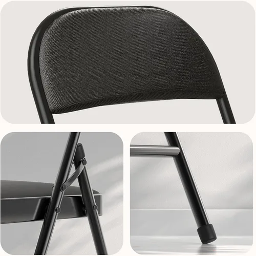 Miniatura 9 de Nazhura Paquete de 4 sillas plegables, juego de sillas de comedor de tela con cojín acolchado y respaldo, asiento interior y exterior para hogar