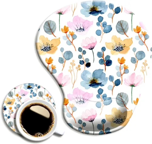 Miniatura 25 de DOOKE Alfombrilla ergonómica para ratón con soporte para muñeca y posavasos, alfombrillas para ratón con base de PU antideslizante para trabajo