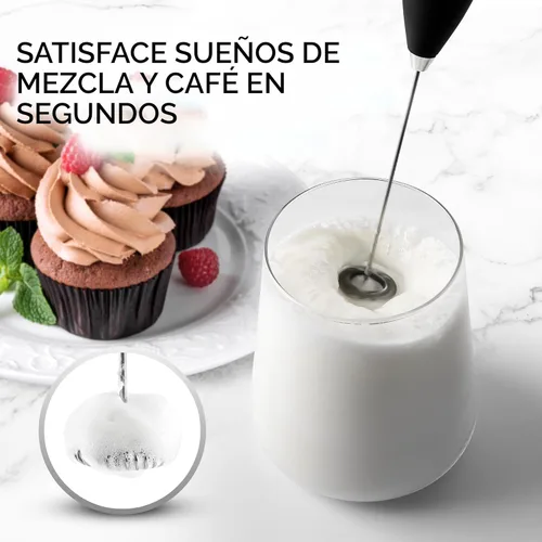 Miniatura 2 de Zulay Kitchen Espumador de leche de mano con pilas Duracell AA – Mezclador eléctrico ultrarrápido y creador de espuma, mezclador de bebidas fácil