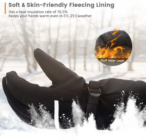 Miniatura 6 de LERWAY Guantes de esquí impermeables de invierno guantes de nieve cálidos para pantalla táctil, resistentes al viento, para hombres y mujeres