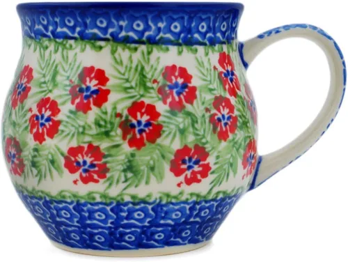 Miniatura 11 de Auténtica taza de burbujas de cerámica polaca de 13 onzas en diseño amarillo hecho a mano en Bolesławiec Polonia por Ceramika Bona + certificado