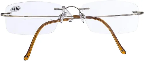 Miniatura 2 de Jcerki Lentes de lectura bifocales de aleación de titanio súper ligeros, para hombres y mujeres, lentes de lectura sin montura + estuche para lentes