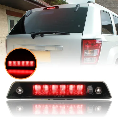 Tercera luz de freno LED para Grand Cherokee 05-10, luz de freno central negra ahumada KEWISAUTO para accesorios Jeep Grand Cherokee 2005-2010 (1