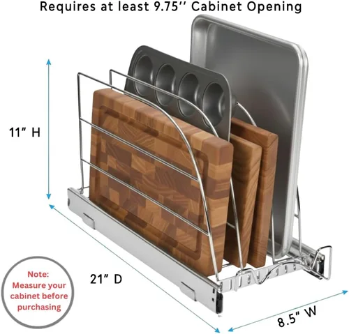 Miniatura 4 de HOLDN' STORAGE Organizador extraíble para utensilios de horno, tabla de cortar y bandejas, divisores ajustables, resistente, garantía limitada