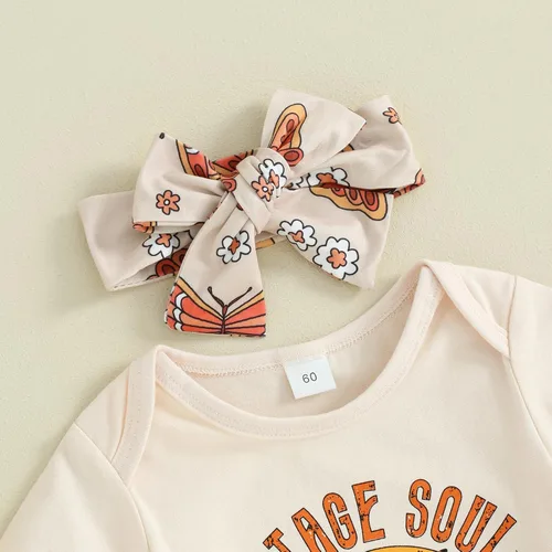Miniatura 110 de Sejardin Ropa de verano para bebé y niña, recién nacida, manga corta, con letras, mameluco elástico con diadema