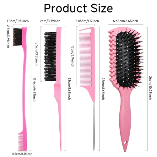 Miniatura 2 de Cepillo para definir rizos, productos de cepillo para cabello rizado con juego de 3 cepillos para peinar hacia atrás con cerdas, juego de cepillo