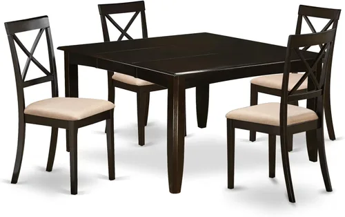 Miniatura 10 de East West Furniture PFBO9-CAP-W Juego de mesa de comedor moderno de 9 piezas, incluye una mesa cuadrada de madera con hoja de mariposa y 8 sillas