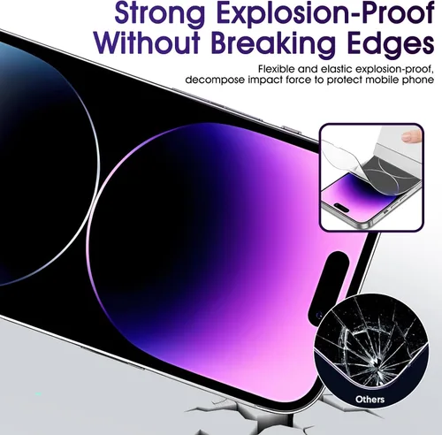 Miniatura 7 de Paquete de 3 protectores de pantalla de TPU para iPhone 15 Pro Max, película de hidrogel transparente HD transparente suave y flexible compatible