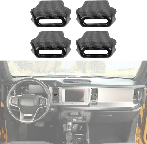 Miniatura 11 de Jimen Compatible con Ford Bronco 2021-2023, 4 piezas de cubierta de botón de ajuste de ventilación de aire de consola central (azul)