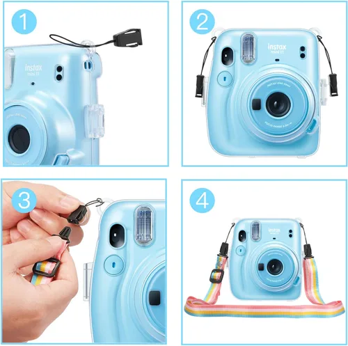 Miniatura 5 de Fintie Funda protectora transparente para cámara Fujifilm Instax Mini 11 de película instantánea - Carcasa rígida de cristal con correa de hombro
