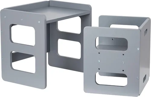 Fun Memories Montessori - Juego de mesa y silla de destete para niños pequeños y bebés, juego de mesa y sillas para niños, muebles de madera maciza