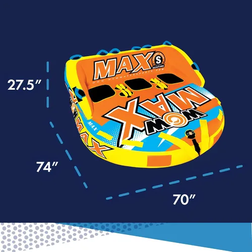 Miniatura 3 de WOW Sports - Tubo inflable de cubierta remolcable máximo - Accesorio de navegación - Se adapta a niños y adultos - hasta 3 pasajeros