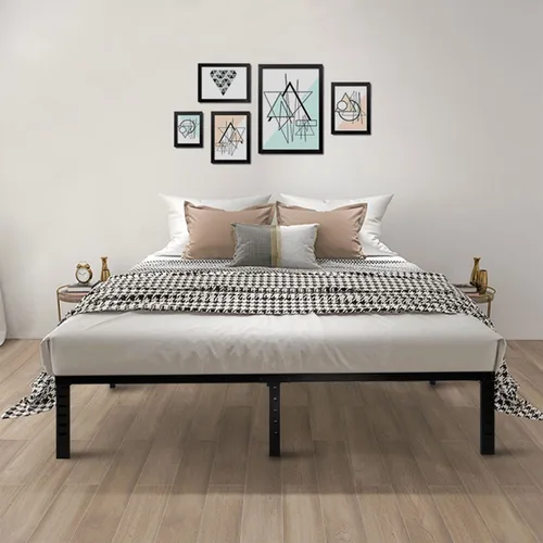 Miniatura 7 de Base de cama tamaño King, plataforma de metal de 16 pulgadas con soporte de listones de acero, soporta hasta 3500 libras, sin ruido, fácil montaje