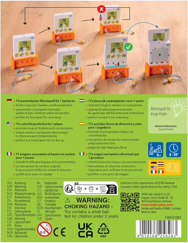 Miniatura 6 de HABA Juego de iniciación de Logic! CASE - Rompecabezas y juegos de coches, un juego de mano para desarrollar el pensamiento crítico para niños a