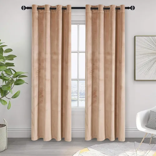 Miniatura 105 de JIUZHEN - Cortinas de terciopelo gris de 63 pulgadas opacas para sala de estar - Cortinas gruesas de terciopelo con ojales para ventana