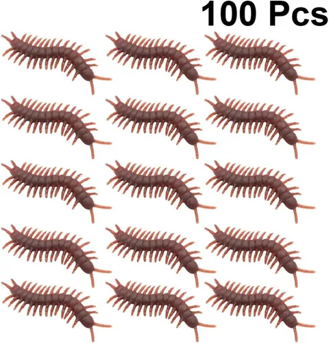 Miniatura 6 de NUOBESTY 100 piezas de ciempiés falsos de plástico ciempiés realista broma broma juguetes para el día de los inocentes suministros de fiesta