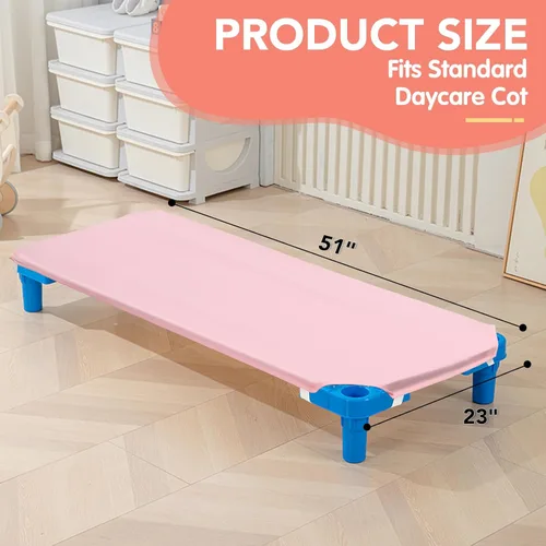 Miniatura 2 de 2 piezas de sábanas para catre de guardería, 23" x 51", sábana rosa de tamaño para catre de guardería con bucles elásticos en las esquinas