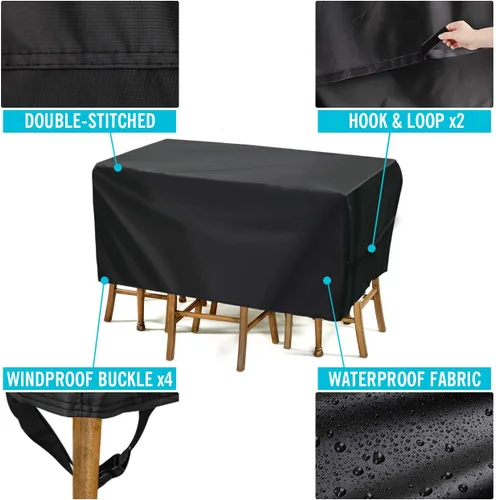 Miniatura 8 de Velway Funda para muebles de patio al aire libre, impermeable, rectangular, para mesa de patio, silla, sofá, 67 pulgadas de largo x 37 pulgadas