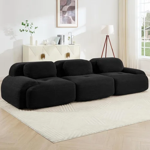 Miniatura 24 de Juego de sofás seccionales sin hueso de 117 pulgadas para sala de estar, modular en forma de L y sofá de 3 plazas con asiento profundo, almohadas