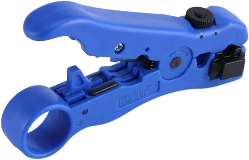 Miniatura 7 de Pelacables, cortador de cable coaxial portátil coaxial, herramienta de pelado para RG59 RG6 RG7 RG11 Cable UTP STP redondo y plano, azul