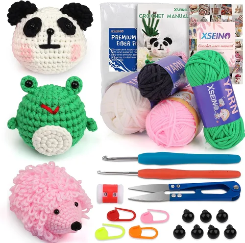 Miniatura 8 de XSEINO Kit de ganchillo para principiantes, kit de inicio de ganchillo con tutoriales en video paso a paso, kit de aprendizaje para principiantes
