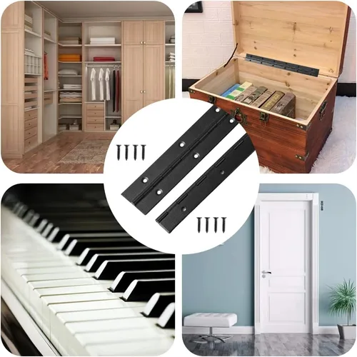 Miniatura 7 de Paquete de 8 bisagras para piano de 8 pulgadas, bisagra continua resistente con agujeros para gabinetes, barcos, puertas marinas, acero inoxidable