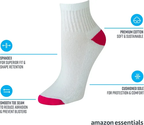 Miniatura 2 de Tienda Essentials Calcetines tobilleros acolchados de algodón para mujer, 6 pares