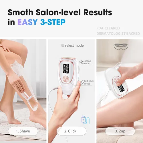 Miniatura 6 de Dispositivo de depilación láser IPL para mujeres y hombres - Contacto de enfriamiento por hielo de 45°F para el hogar para resultados indoloros