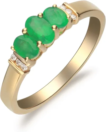 Miniatura 5 de Gin & Grace Anillo de compromiso de oro amarillo de 14 quilates con diamantes de esmeralda natural (I1, I2) para mujer
