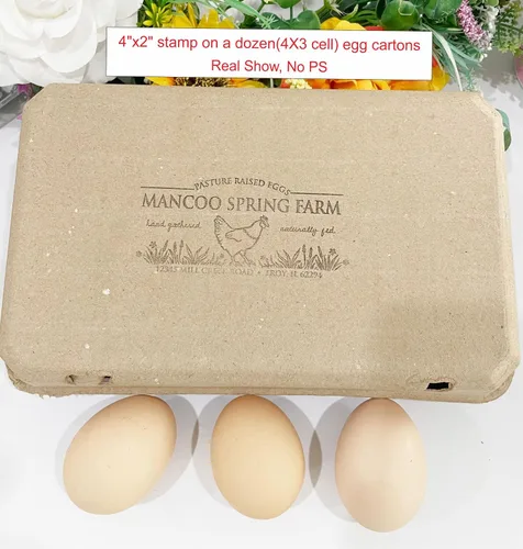 Miniatura 8 de Sello personalizado para cartón de huevos, sello personalizado de granja para cajas de huevos, incluye 50 etiquetas a juego gratis para huevos