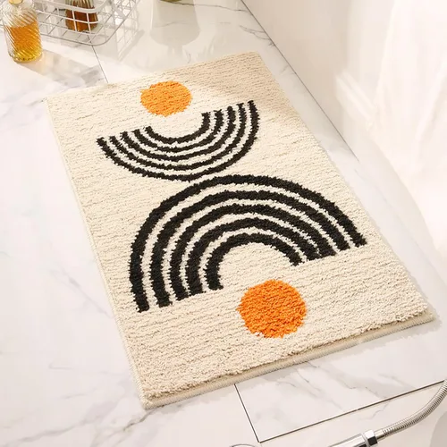 Miniatura 20 de Tapetes de baño bohemios antideslizantes geométricos, alfombras de baño esponjosas, suaves y absorbentes para baño, ducha, lavabo, hogar, entrada, L