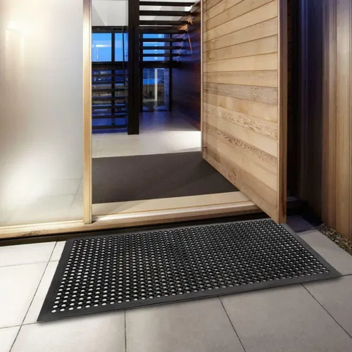 Miniatura 6 de Tapete antifatiga resistente con agujeros de drenaje para cocina, bar, restaurante, almacén, goma, negro, 36 x 60 pulgadas