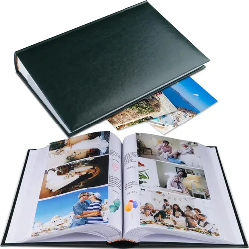 Miniatura 8 de 1DOT2 Álbum de fotos de 4 x 6 pulgadas con capacidad para 402 bolsillos con bolsillos deslizantes, libro de fotos, cubierta de cuero, con espacio