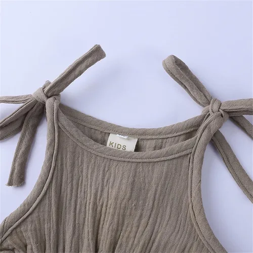 Miniatura 4 de Mameluco de lino y algodón para bebé niña con lazo de encaje, 1 pieza, ropa para bebé (verde, 6-12 meses)
