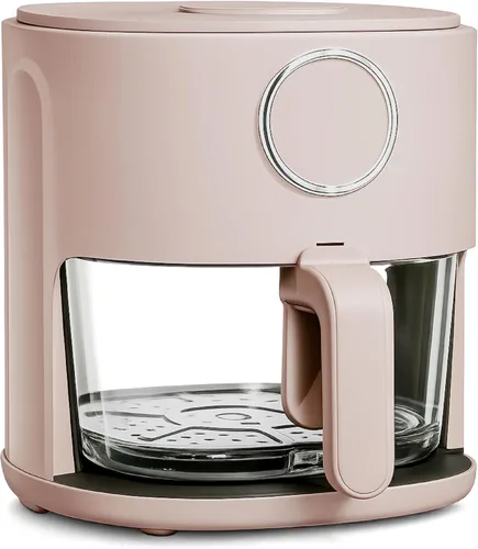 COOK WITH COLOR Colorida freidora de aire de 4 cuartos de galón de 1200 W: cesta de vidrio, apta para lavavajillas, temporizador de 60 minutos, 6