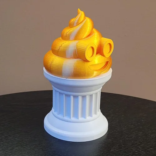 Miniatura 6 de Znet3D Poop Emoji Trophy – 6 pulgadas de alto en un pilar blanco – Premio y regalo perfecto – Hecho a mano con fabricación aditiva (oro seda)