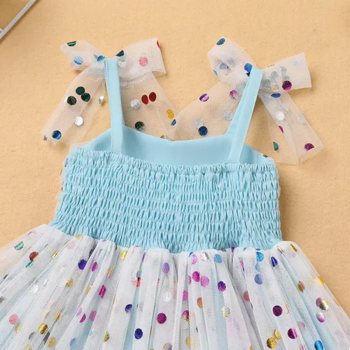 Miniatura 5 de Vestido tutú de verano para niñas pequeñas, sin espalda, vestido de princesa para fiesta de cumpleaños, lentejuelas, con volantes, tul con lazo