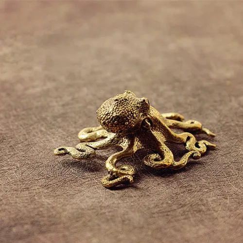 Miniatura 9 de BESPORTBLE Adorno de pulpo de latón, mini escultura de escritorio, figura de animal pequeño, decoración de oficina en casa, figura de arte de metal