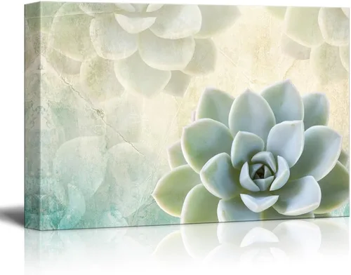 Miniatura 7 de wall26 Lienzo decorativo para pared, diseño de planta suculenta sobre fondo de estilo retro, arte moderno para el hogar, listo para colgar, 12.0 x