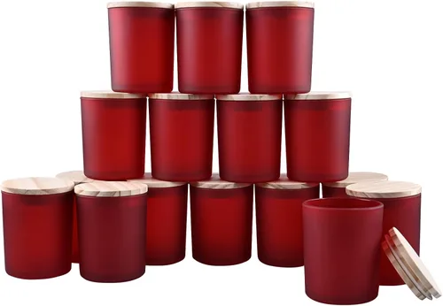 Miniatura 19 de SHOWIN Tarros gruesos para hacer velas, 16 unidades, tarros vacíos de 7 onzas con tapas de madera para hacer velas, contenedor de muestra