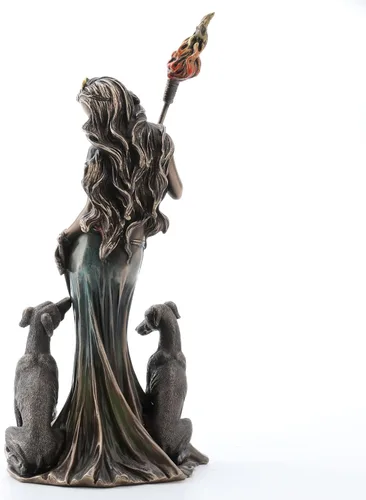 Miniatura 6 de Veronese Design 13 3/8 pulgadas Hécate Diosa griega de la magia con sus sabuesos Escultura de resina fundida en frío Acabado en bronce