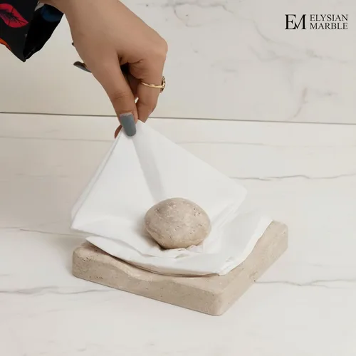 Miniatura 3 de Servilletero de cóctel de mármol con peso, moderno servilletero cuadrado para mesa, servilletero decorativo pesado para comedor interior y exterior