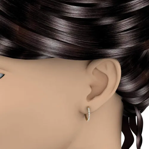 Miniatura 3 de Aretes de aro de diamantes naturales de 14 a 34 quilates en oro de 10 quilates o en platino