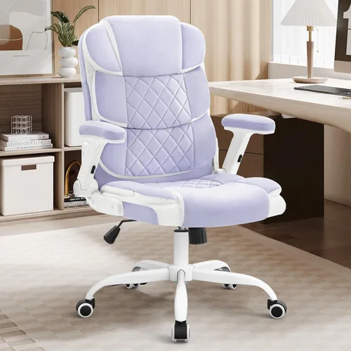 Miniatura 8 de SEATZONE Silla de oficina ergonómica de tela de terciopelo, sillas ejecutivas de escritorio para computadora, pequeñas y bonitas sillas de trabajo